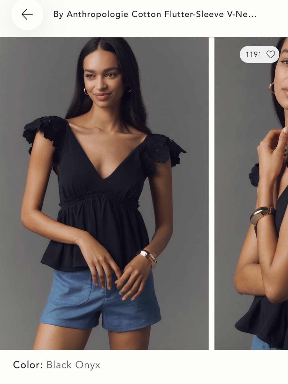 Anthropologie Black Flutter-Sleeve Peplum Tank Top